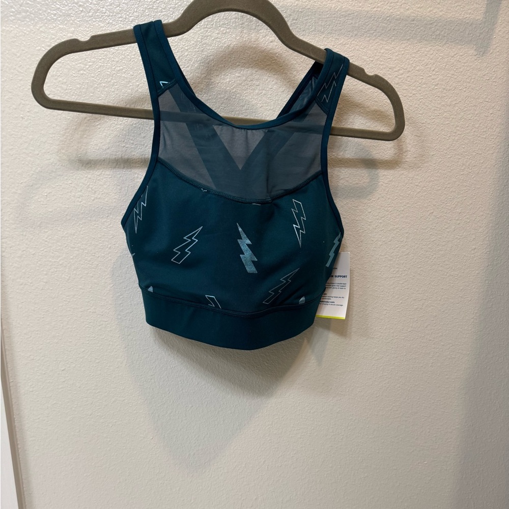 NWT Old Navy Teal Lightning Bolt Sports Bra Size Medium